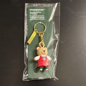 Starbucks Bear Keychain with Red and Green Outfit